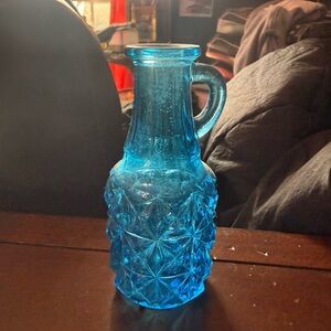 Vintage Fenton small Blue Glass Pitcher with Handle